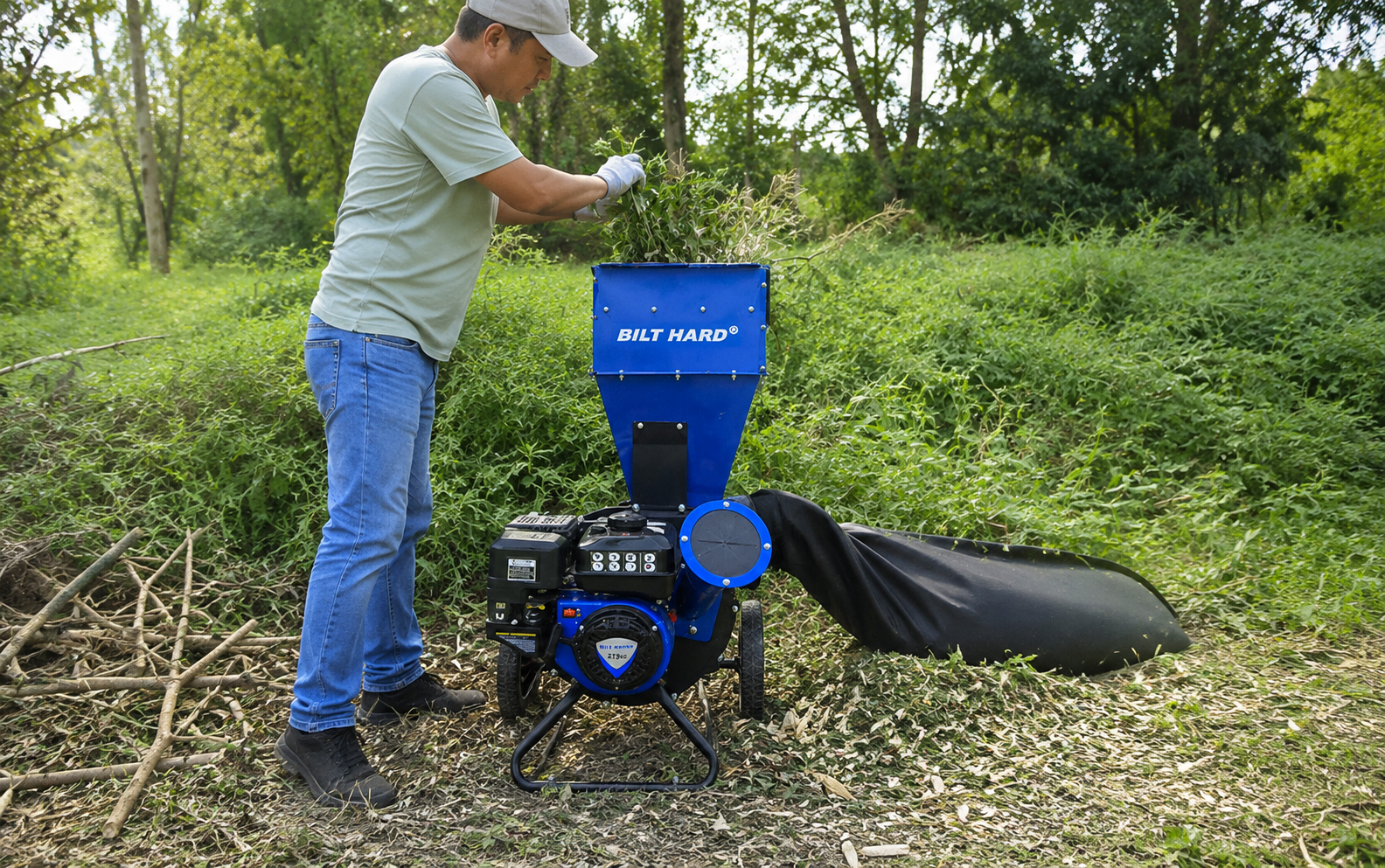 BILT HARD 7.5HP 224cc wood chipper shredder full review