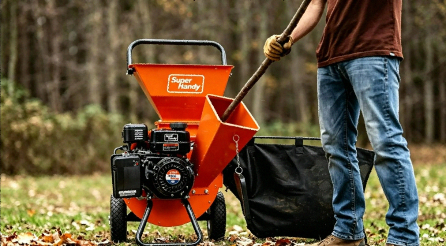 SuperHandy Wood Chipper Shredder Mulcher Ultra Heavy Duty 7HP 3-in-1 gas powered orange steel