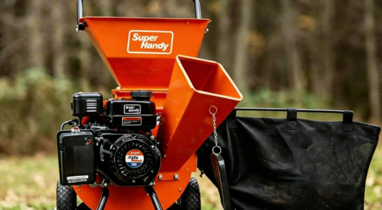 SuperHandy Wood Chipper Shredder Mulcher Ultra Heavy Duty 7HP 3-in-1 gas powered orange steel